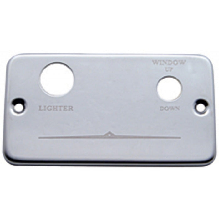 Freightliner stainless steel switch plate panel w/right air window, lighter holes