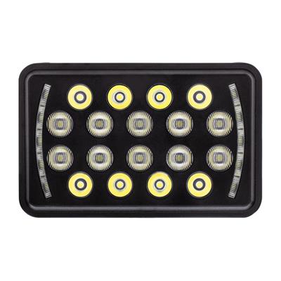 Black 4" x 6" rectangular 18 diode LED headlight - SINGLE