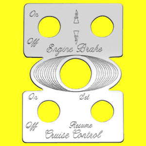 Woody's Peterbilt -2005 stainless steel "Engine Brake/Cruise Control" switch plate - 5 hole style