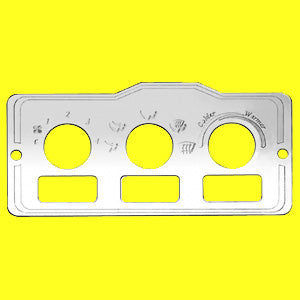 Woody's Peterbilt -2005 stainless steel air conditioner/heater control plate w/3 switch holes