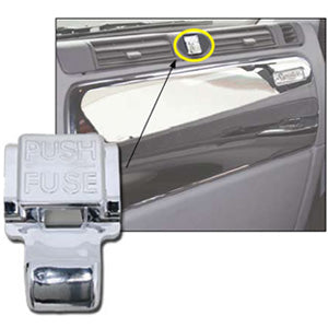 Freightliner Century/Columbia chrome plastic fuse box push button
