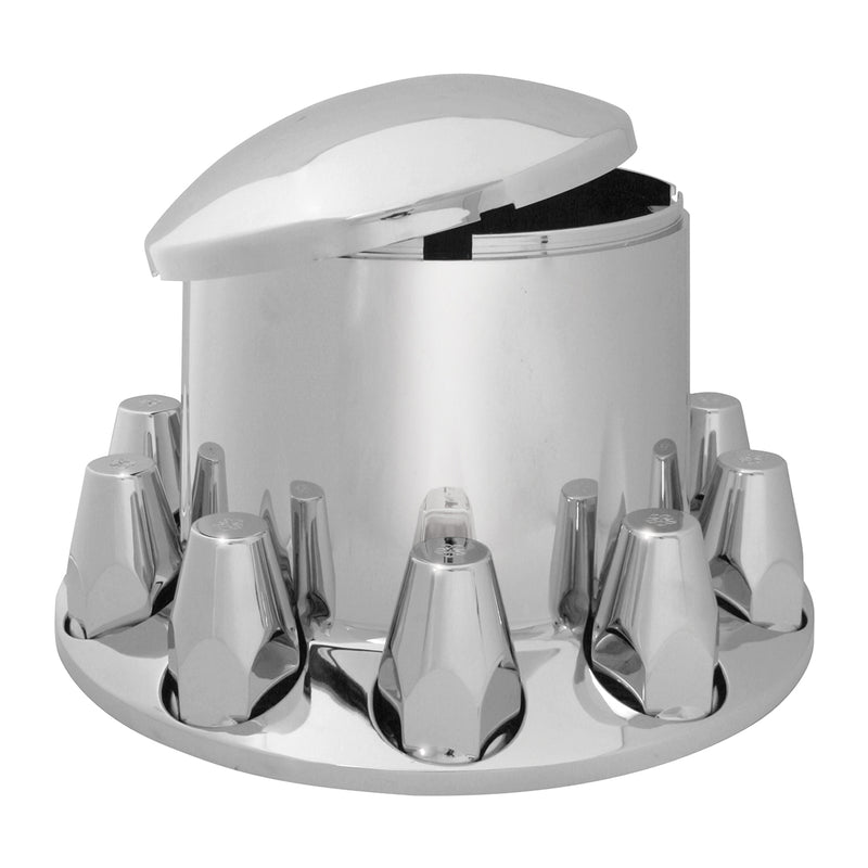 Chrome plastic rear axle cover w/ten 33mm thread-on lugnut covers - commercial quality
