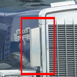 Kenworth W900 stainless steel side grill deflector - 19" tall - PAIR