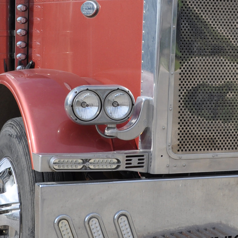 Double JJ Peterbilt 379/389 cast aluminum headlight brackets - PAIR