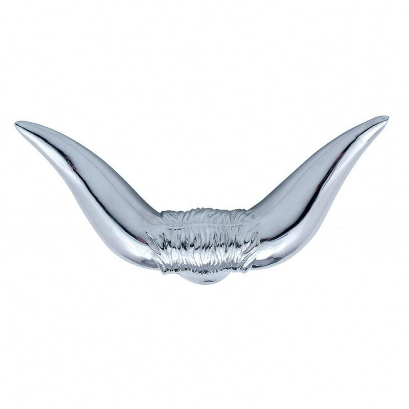 Bull Horn chrome hood ornament with no base - small