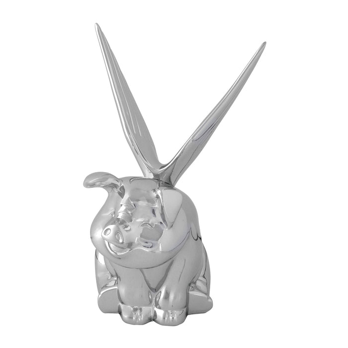 Sitting Flying Pig with wings chrome hood ornament
