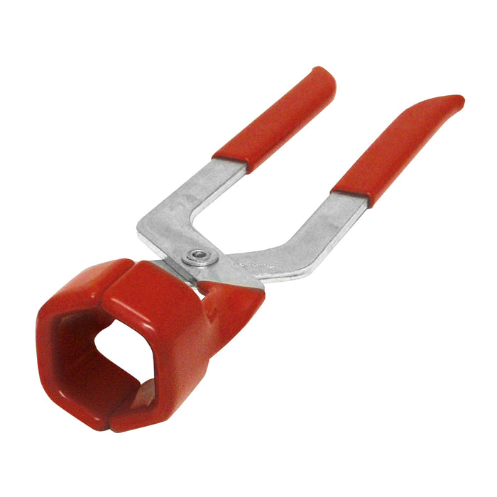 Chrome plated aluminum, red vinyl coated grip lug nut cover puller