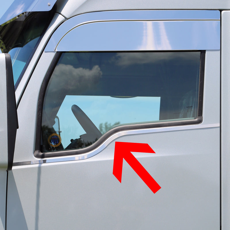 Kenworth T680/T880/W990 stainless steel under window door trims - PAIR