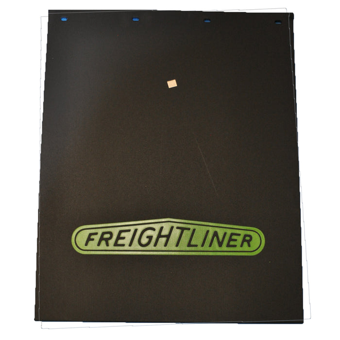 Freightliner 24" x 30" black mudflap w/green stamped logo