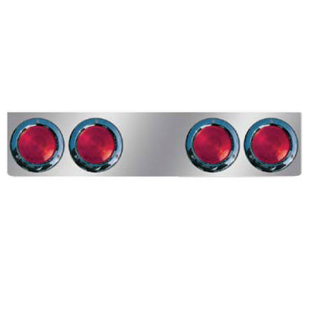 8" stainless steel rear center panel w/4 round 4" light holes