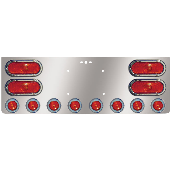 12" stainless steel rear center panel w/4 oval, 8 round 2" light holes