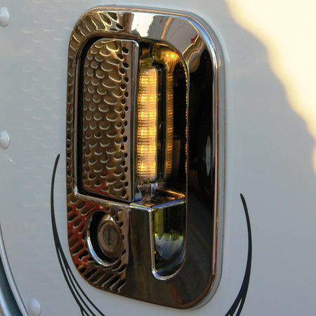Peterbilt/Kenworth 2005+ chrome plastic door handle trim w/LED light