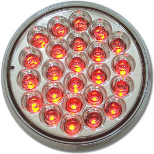 Pearl red 4" round 24 diode LED stop/turn/tail light - CLEAR lens