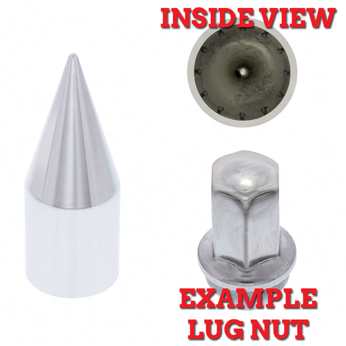 13/16 (21mm) chrome plastic push-on extra-long spike lugnut cover -  SINGLE, 3 tall