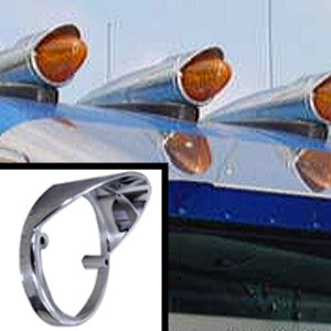 Chrome plastic visor for Grakon 1000 cab lights w/horizontal screws