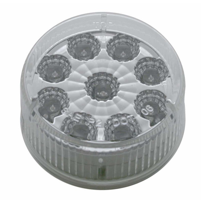 Amber 2" round 9 diode LED marker light w/reflector - CLEAR lens