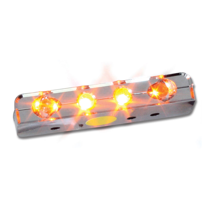 4 diode LED auxiliary strip light w/chrome plastic housing - Amber