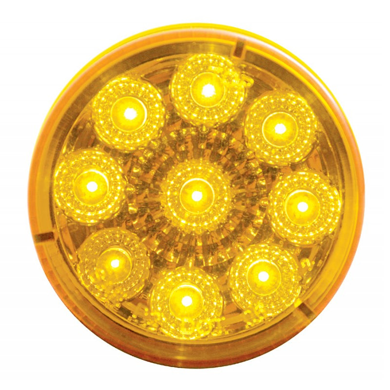 Amber 2" round 9 diode LED marker light w/reflector
