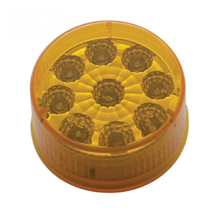 Amber 2" round 9 diode LED marker light w/reflector