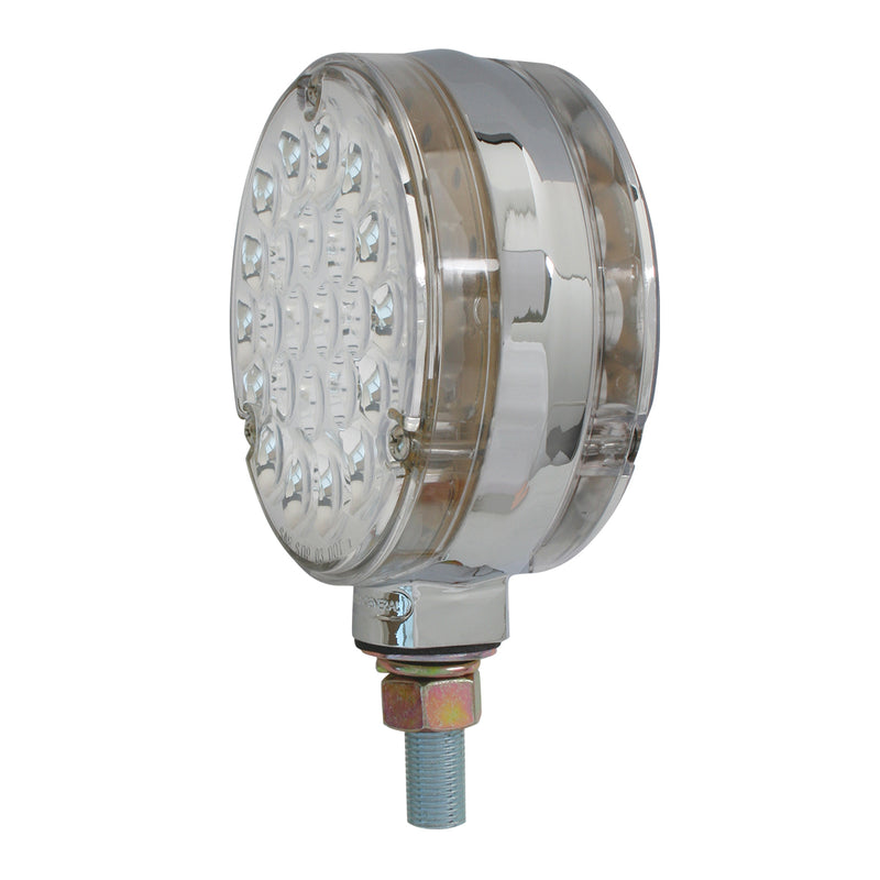 Pearl Amber/Red 4" round 24 diode LED turn signal light - CLEAR lens