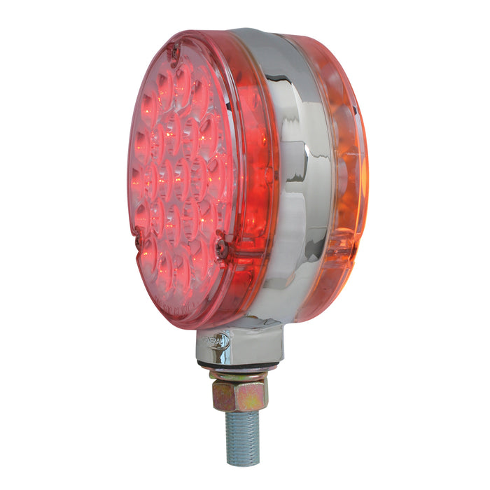Pearl Amber/Red 4" round 24 diode LED turn signal light - CLEAR lens
