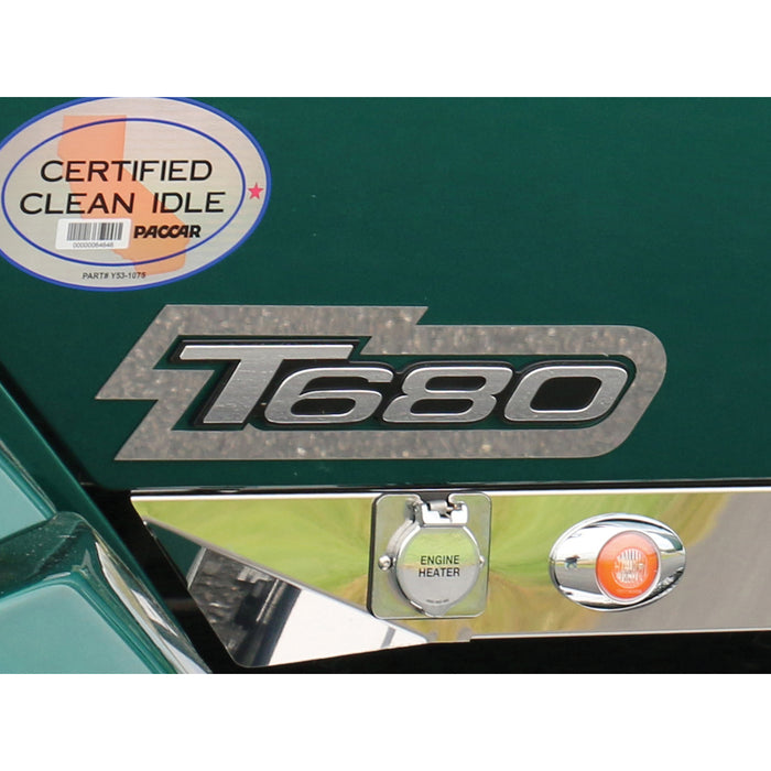 Kenworth T680/T880 stainless steel door logo trims - PAIR
