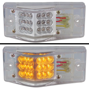 Amber 2" x 6" rectangular 18 diode LED turn signal light w/hump - CLEAR lens