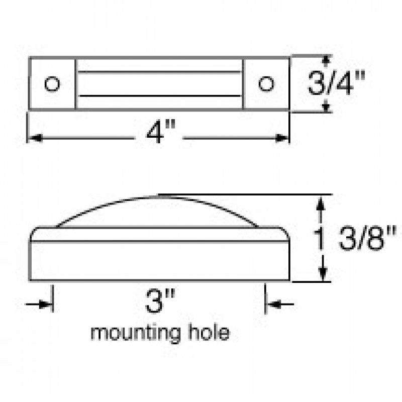Amber 1" x 4" rectangular 7 diode LED marker light