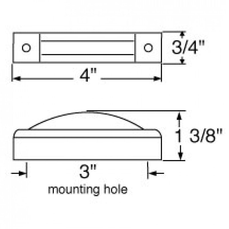 Red 1" x 4" rectangular 7 diode LED marker light