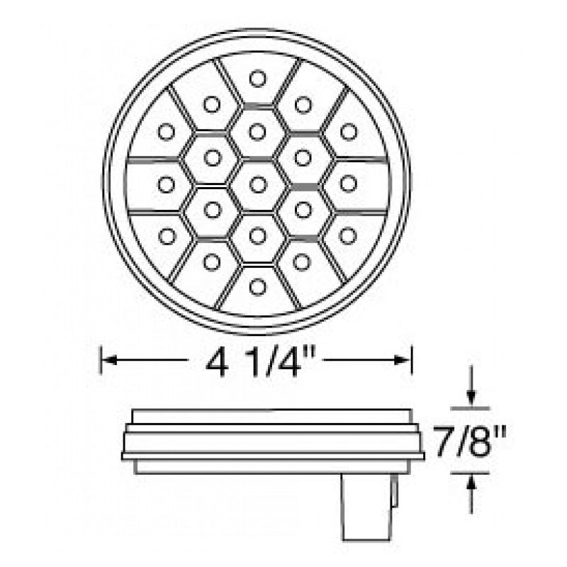 Red 4" round 19 diode LED stop/turn/tail light w/reflector