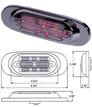 Maxxima red millennium-style 13 diode LED marker light - CLEAR lens