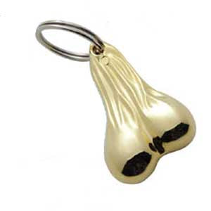 Small plastic or metal bull nuts keychain w/ring - Gold Metal