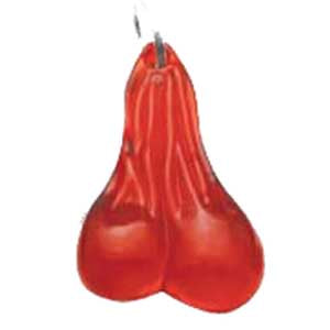 Small plastic or metal bull nuts keychain w/ring - Red Plastic