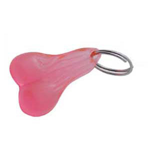 Small plastic or metal bull nuts keychain w/ring - Pink Plastic