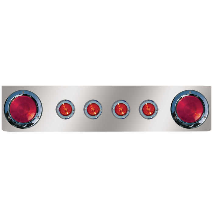 8" stainless steel rear center panel w/2 round 4" light holes and 4 round 2" light holes