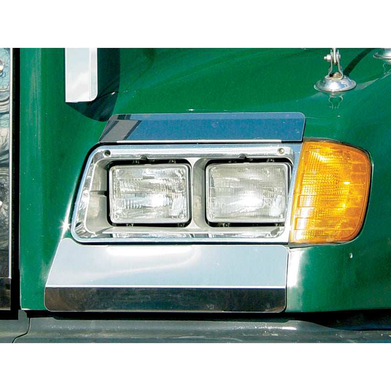 Freightliner FLD stainless steel fender guards, below headlight - PAIR