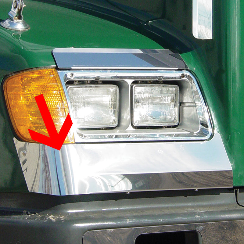 Freightliner FLD 112/120 stainless steel front fender guard, wrap around style - PAIR