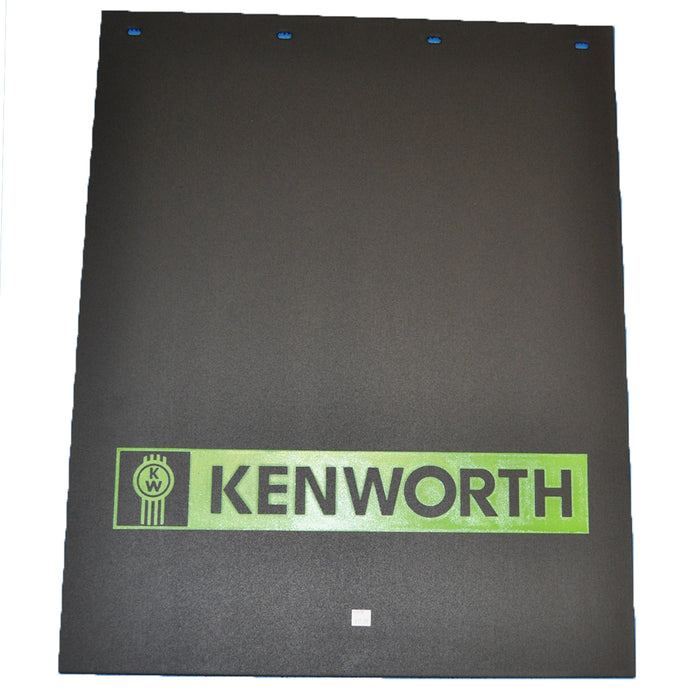 Kenworth 24" x 30" black mudflap w/green stamped logo
