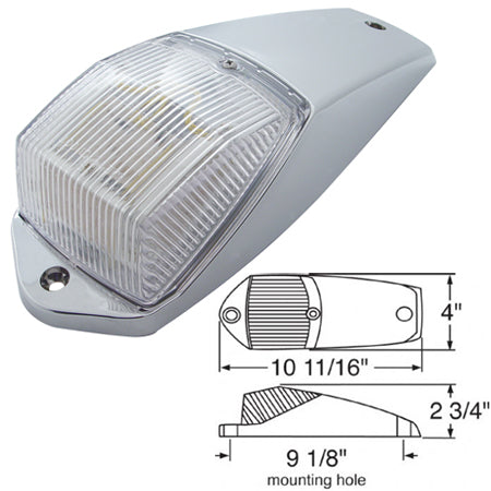 Amber 36 diode LED Kenworth-style cab light w/housing - CLEAR lens