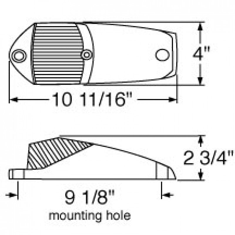 Amber 17 diode LED Kenworth-style cab light w/reflector, housing