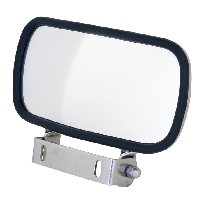 Stainless steel u-bracket with 4" x 8" rectangular convex mirror