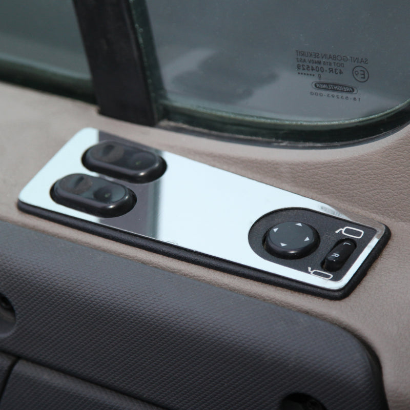 Freightliner Cascadia stainless steel door window/mirror controls trim - PAIR