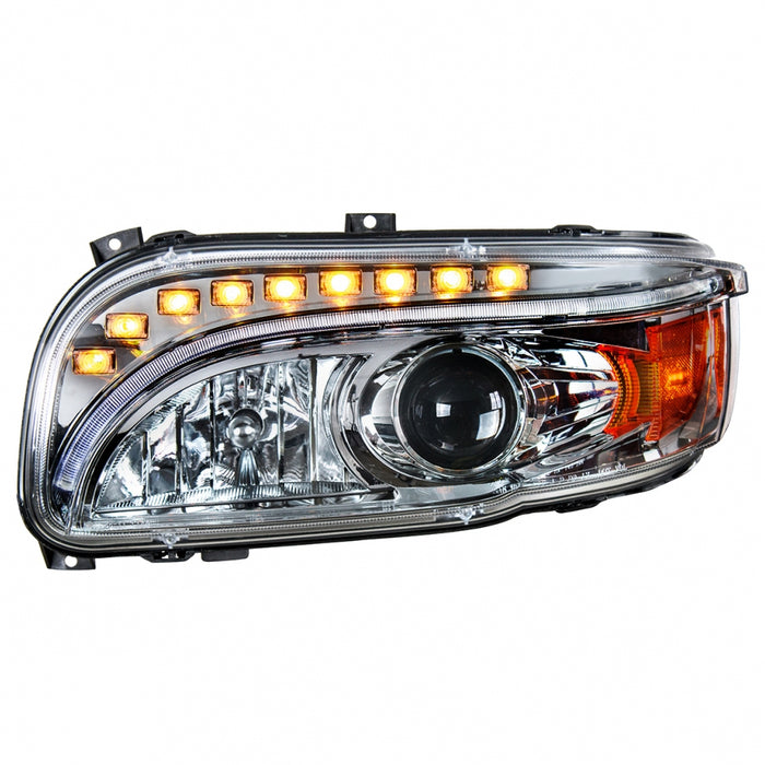 Peterbilt 388/389 projection-style headlight with LED turn signal, position bar