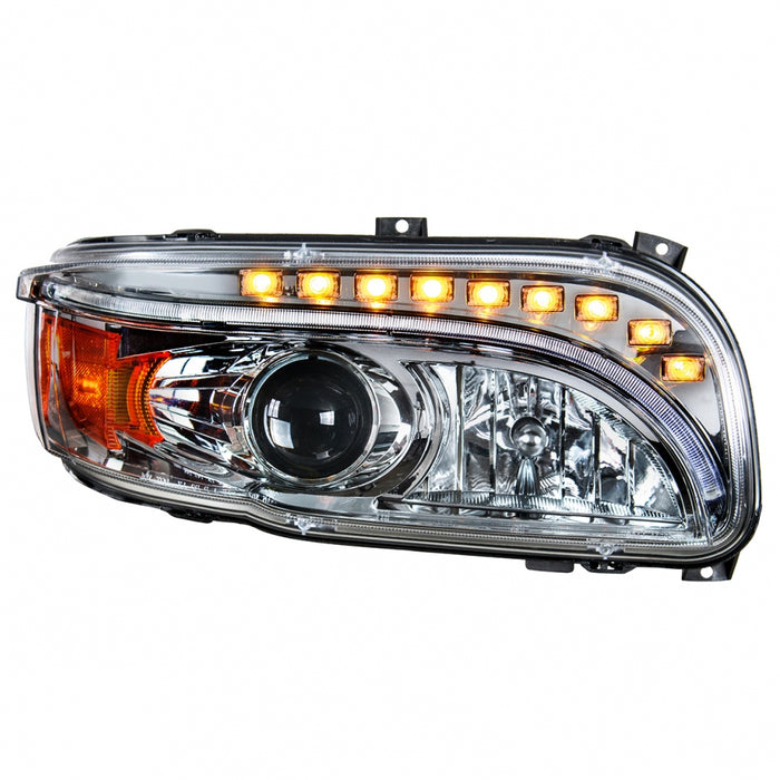 Peterbilt 388/389 projection-style headlight with LED turn signal, position bar