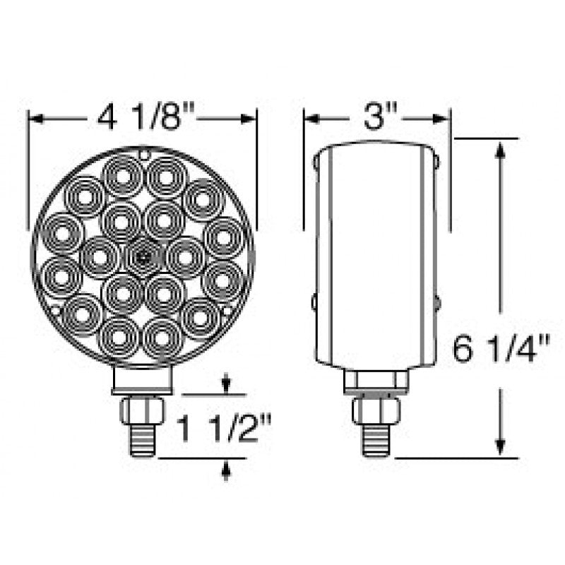 Amber/Red 36 diode LED 4" round turn signal pedestal light w/reflector