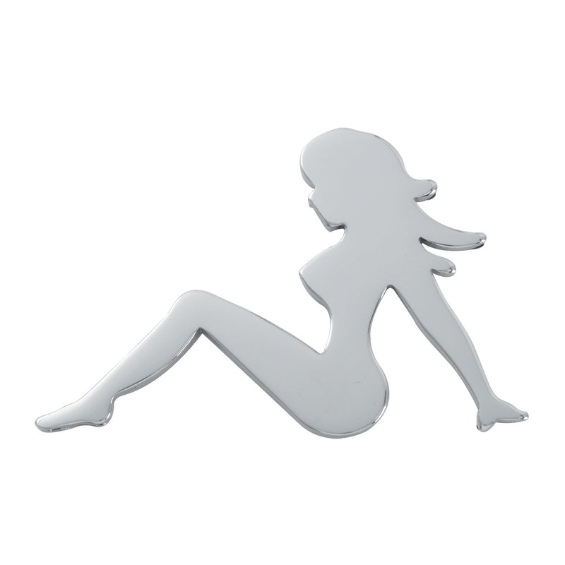 Chrome sitting mudflap girl cutout w/welded studs - 6.5" x 9"