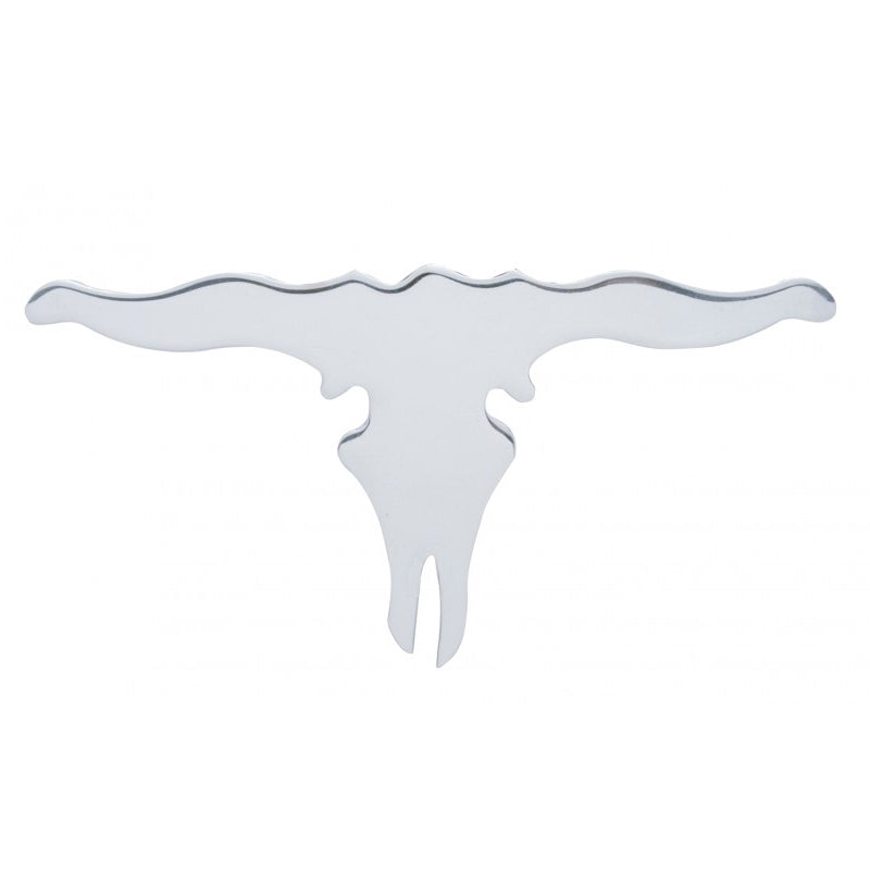Chrome longhorn steer skull cutout w/welded studs - 6" x 12"