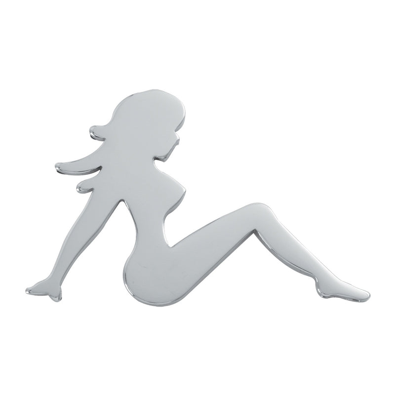 Chrome sitting mudflap girl cutout w/welded studs - 11" x 17"