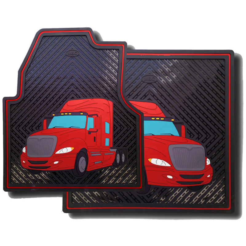 International ProStar red and black colored rubber floor mat set
