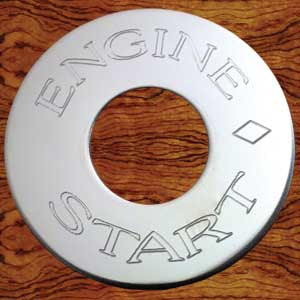 Rockwood Peterbilt 2001-2005 stainless steel "Engine Start" round switch plate